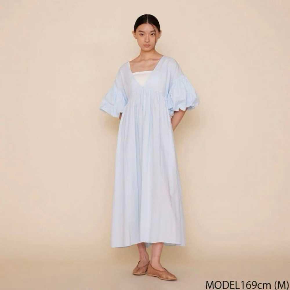 Cotton Gathered Puff Sleeve Dress - image 2