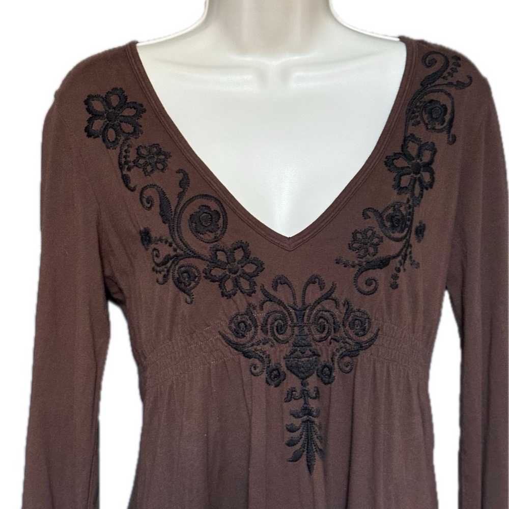 Johnny Was Size M JWLA Brown Tunic V-neck Dress B… - image 5