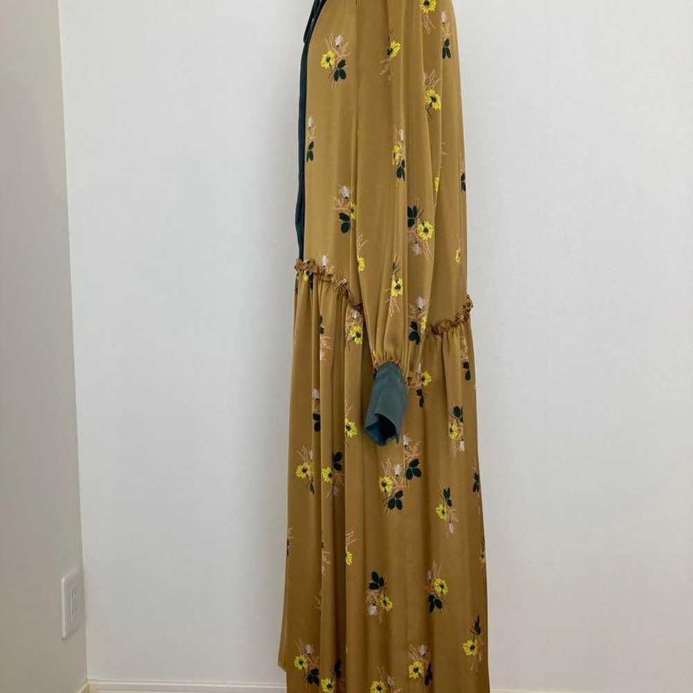 MUVEIL Flower Pattern Mustard White Long Dress - image 2