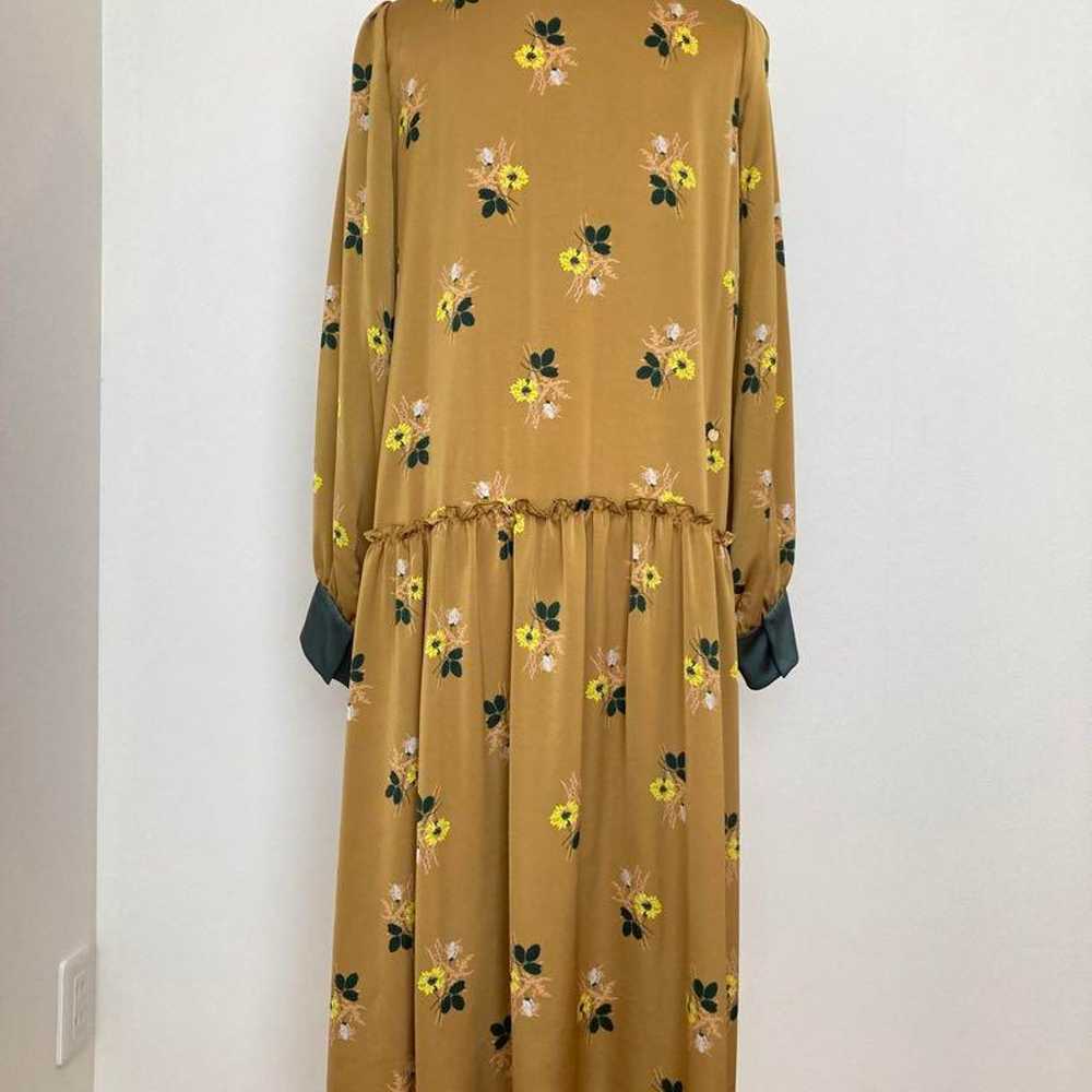 MUVEIL Flower Pattern Mustard White Long Dress - image 3