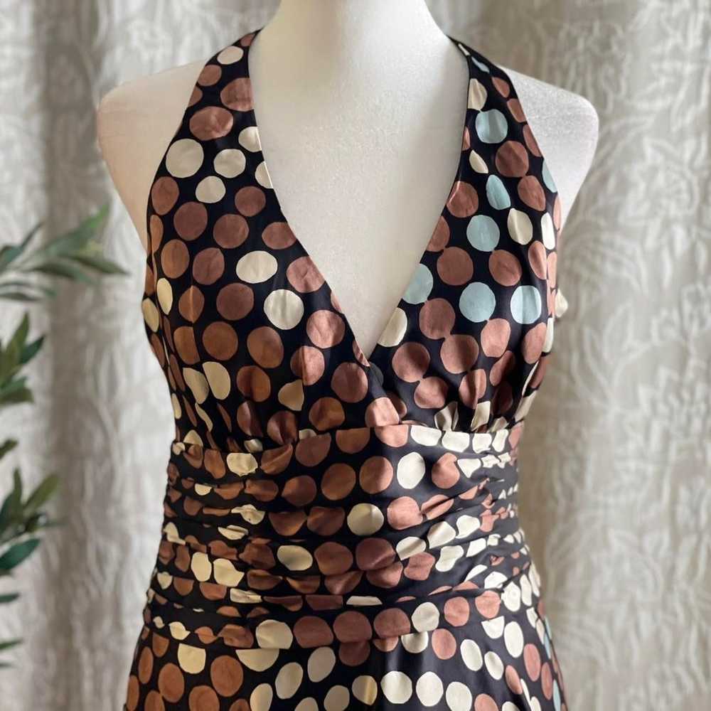 Vintage Y2K Monsoon Brown Silk Polta Dot Retro Fi… - image 3