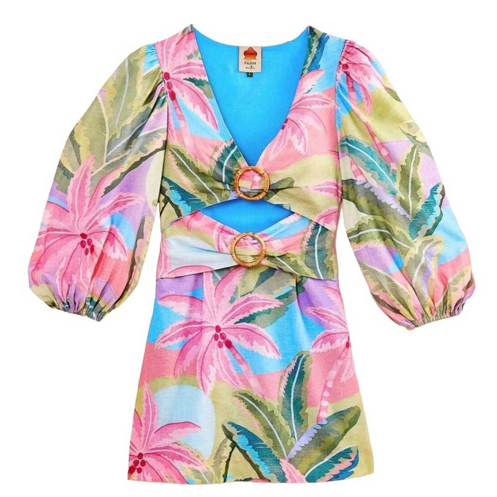 Farm Rio BEACH VIBE CUTOUT LINEN-BLEND MINI DRESS… - image 7