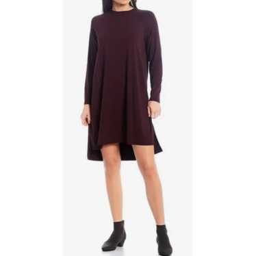 EILEEN FISHER Cassis Crew Neck Brown Shift Dress