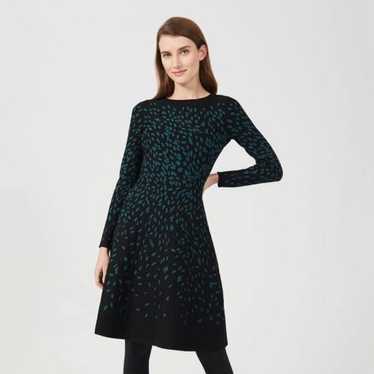 HOBBS London black and teal long sleeve dotted swi