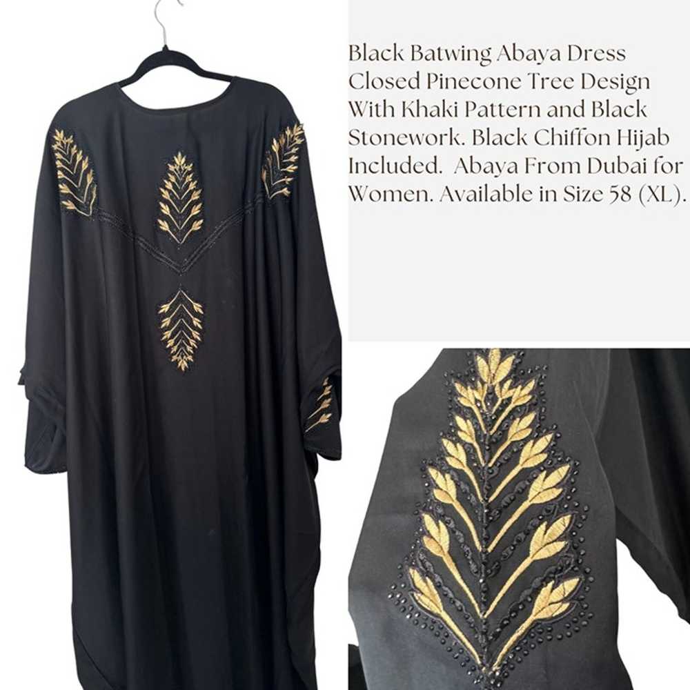 MiddleEast Dubai Design Black Batwing Abaya Dress… - image 1