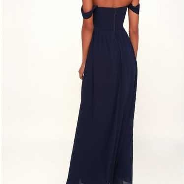 Lulus Navy Off the Shoulder Maxi Dress