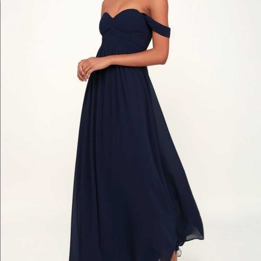 Lulus Navy Off the Shoulder Maxi Dress - image 2