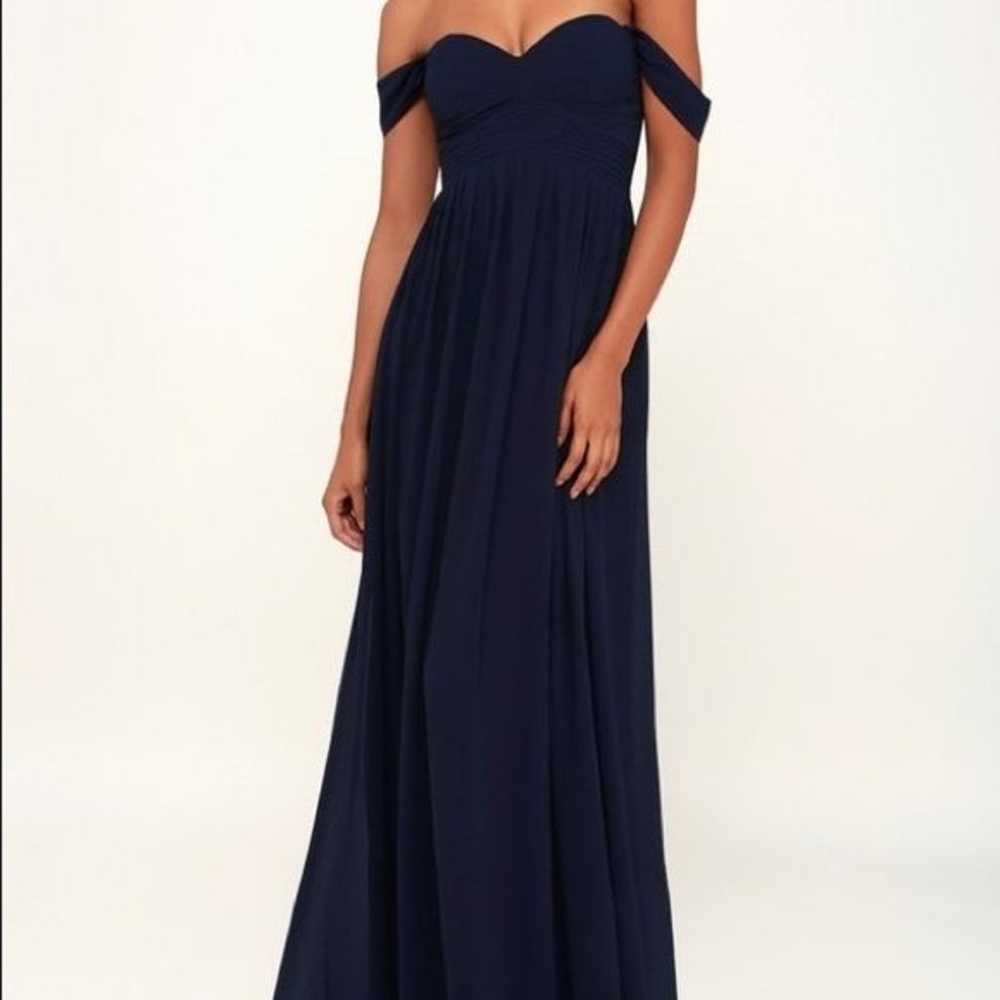 Lulus Navy Off the Shoulder Maxi Dress - image 5