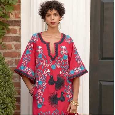 FRANCES VALENTINE Peacock Tunic top heavily embro… - image 1