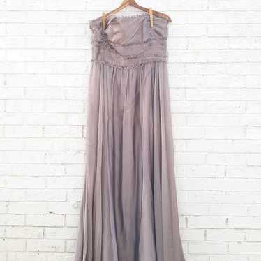 Monique Lhuillier Bridesmaids Dress Taupe Gray Tan