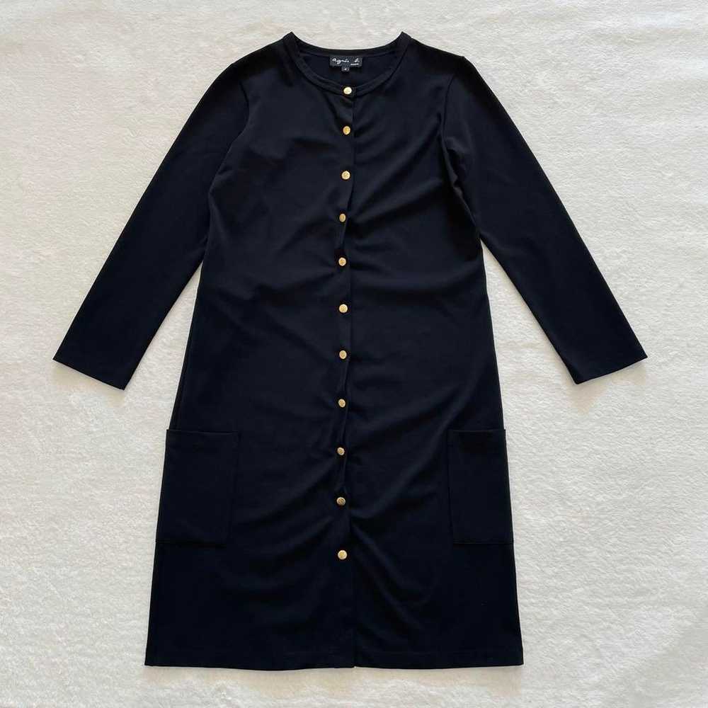 agnes b. Long Cardigan Pression Black Gold Button… - image 5