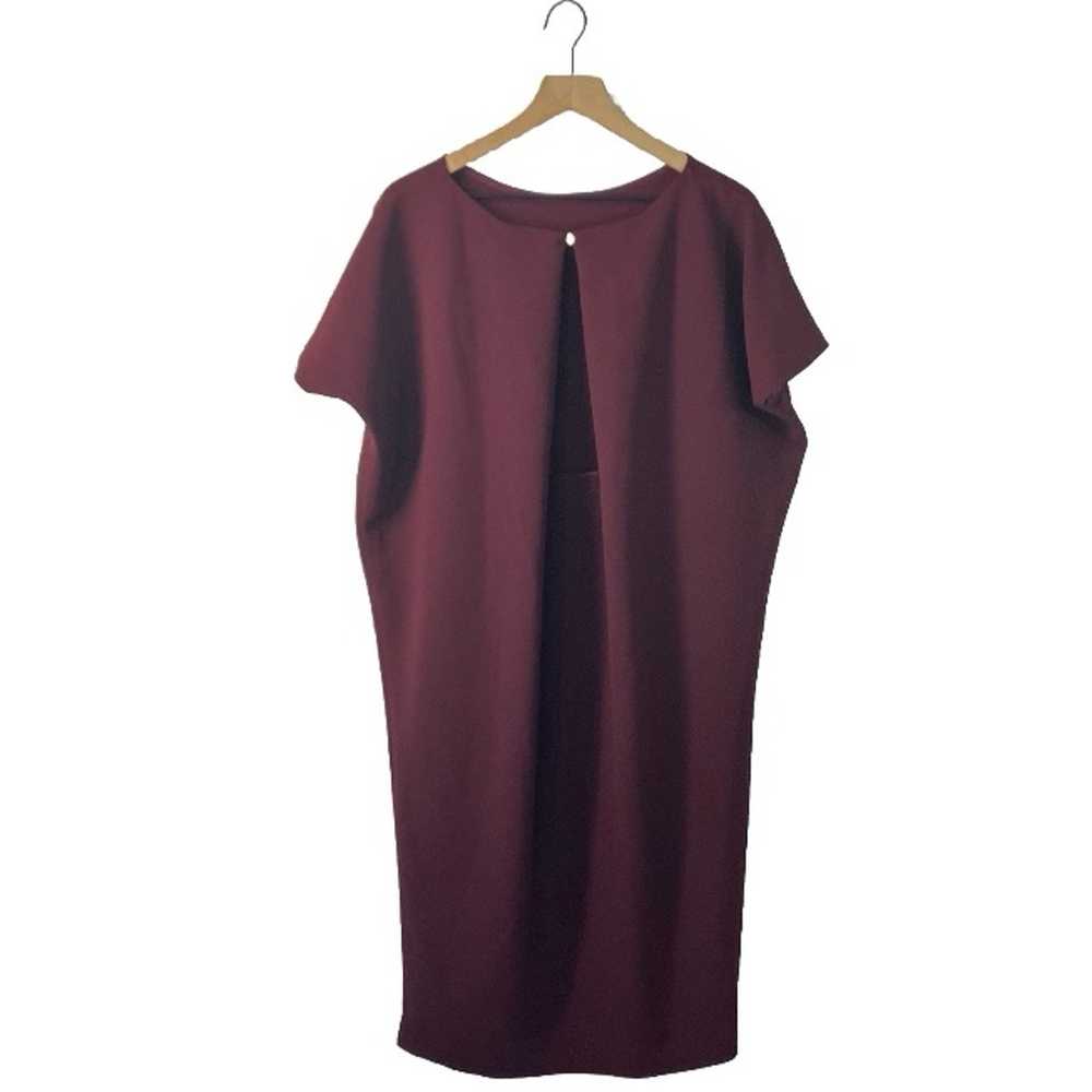 Kaarem Burgundy Triangle Open Back Midi Dress - image 3