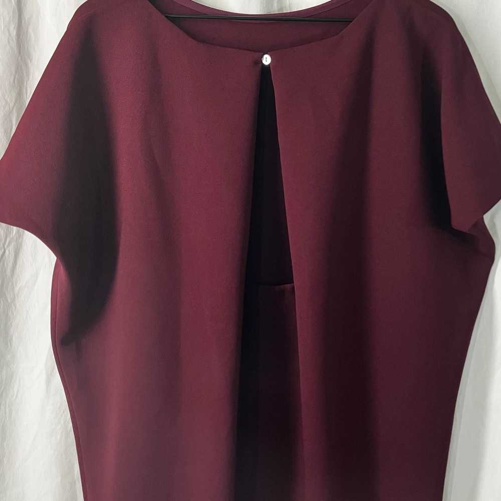 Kaarem Burgundy Triangle Open Back Midi Dress - image 4