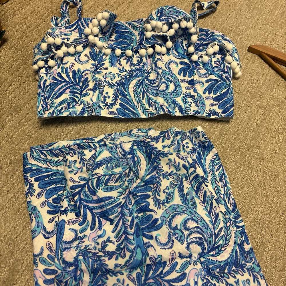 Lilly Pulitzer gretna two piece top midi skirt - image 2