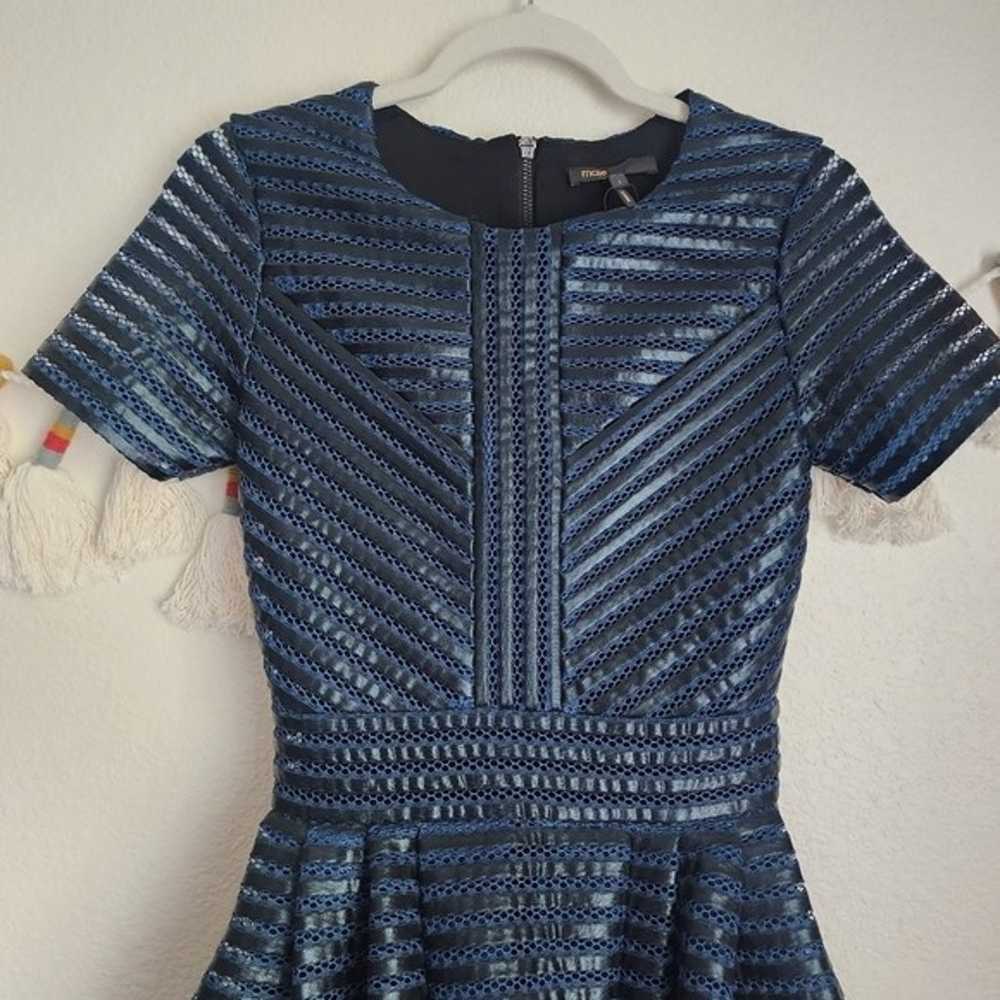 Maje Roybridge Striped Mesh Blue Cocktail Mini Pa… - image 4