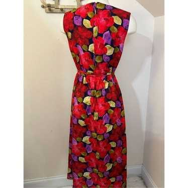 DYVNA Red Green Floral Silk Maxi online Dress XS