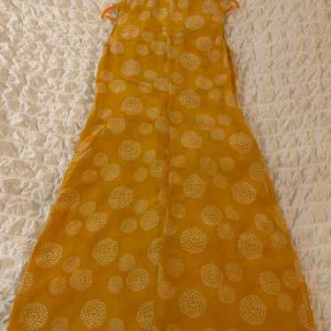 Attic and Barn Yellow Floral Sleeveless Dress Silk