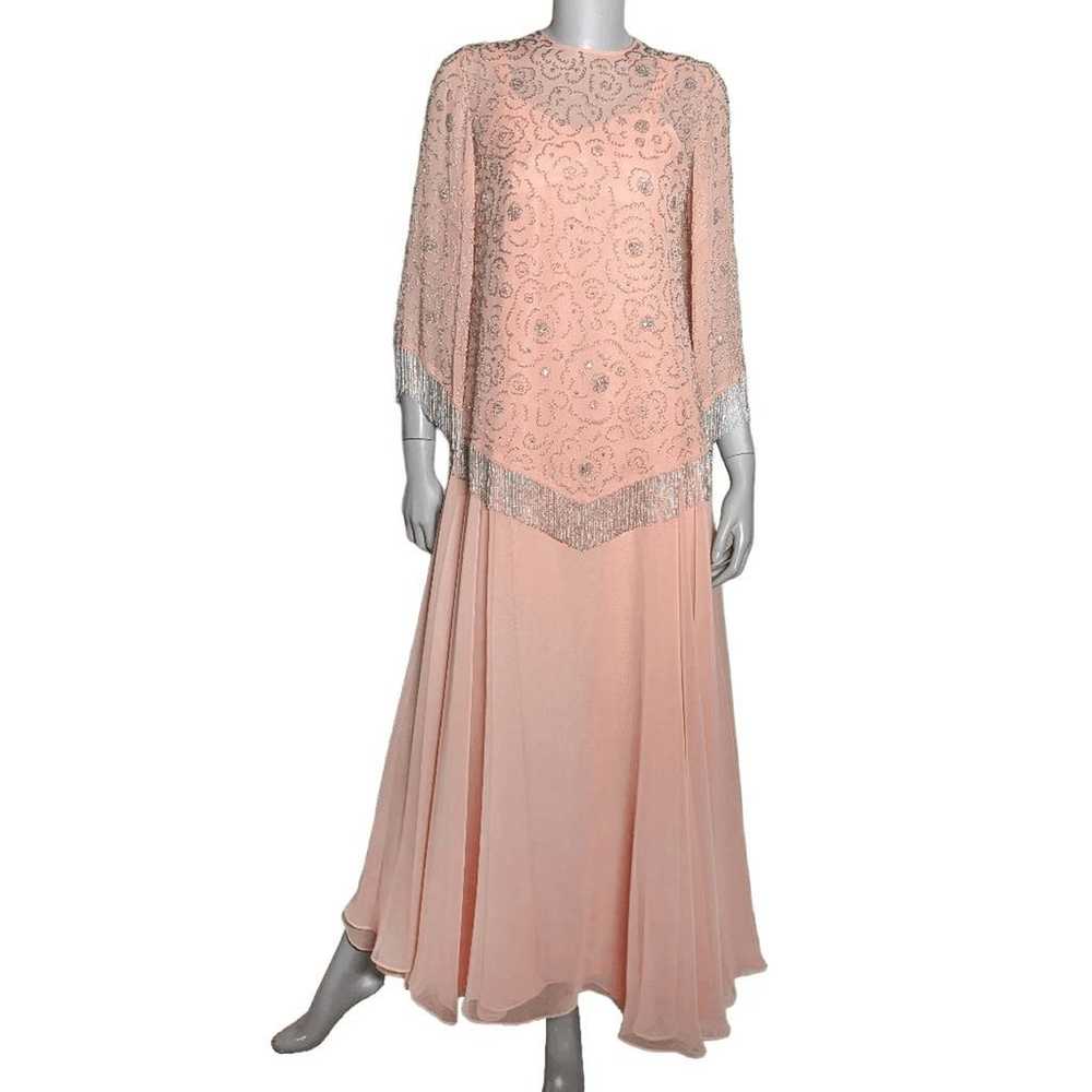 Vintage 60s 70s Victoria Royal Ltd Chiffon Gown &… - image 1