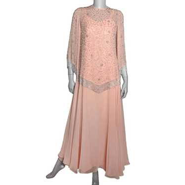 Vintage 60s 70s Victoria Royal Ltd Chiffon Gown &… - image 1