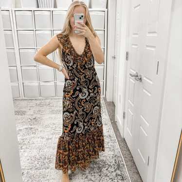 Wilfred Aritzia Paisley Ruffle Maxi Dress