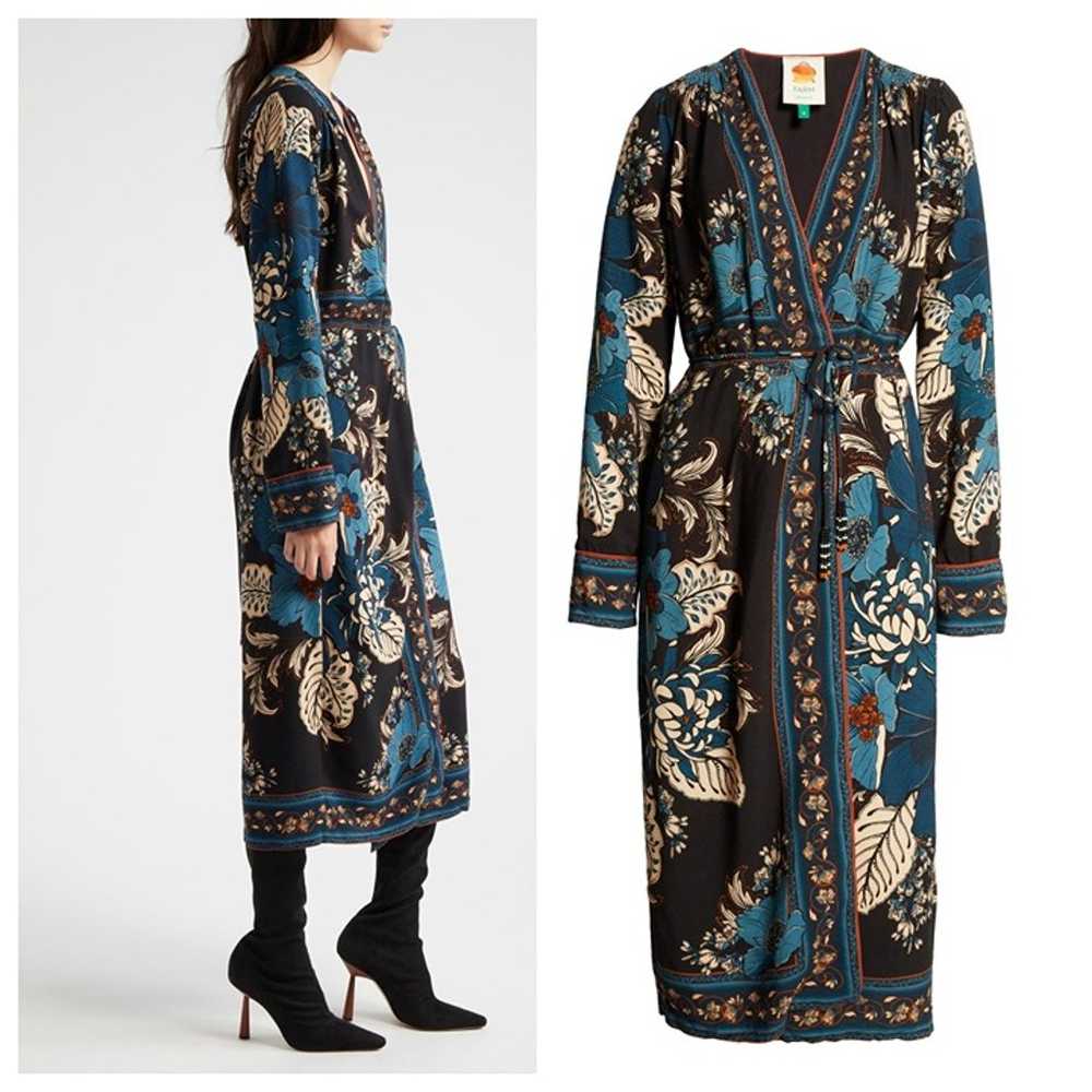 Farm Rio Blossom Tapestry Long Sleeve Wrap Dress - image 2