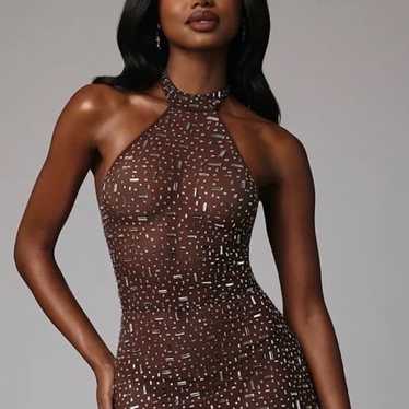 Jeweled Maxi Halter neck dress