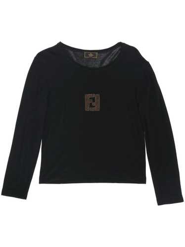 Fendi Pre-Owned 1980s logo-patch T-shirt - Black