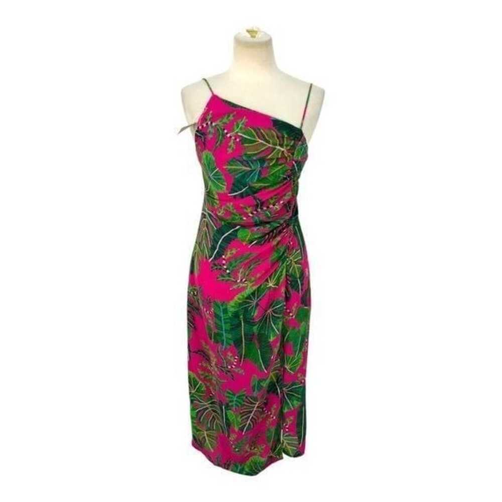 Farm Rio Leaves Asymmetrical Midi Dress Pink Size… - image 2