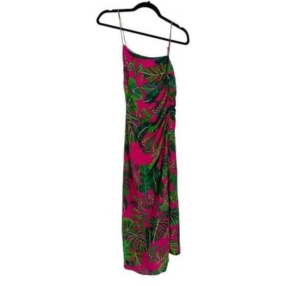 Farm Rio Leaves Asymmetrical Midi Dress Pink Size… - image 3