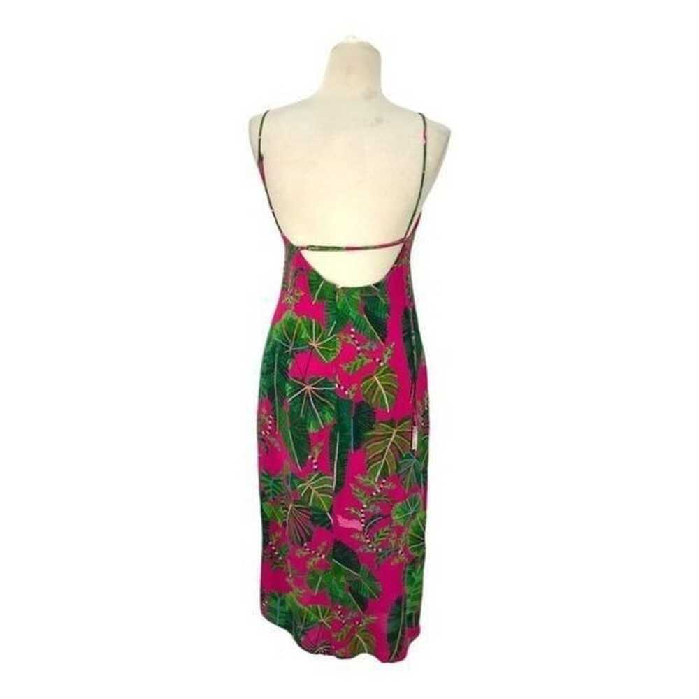 Farm Rio Leaves Asymmetrical Midi Dress Pink Size… - image 7