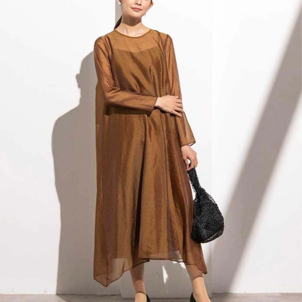 kaene Sheer Organza Dress Size 9 Brown - image 1