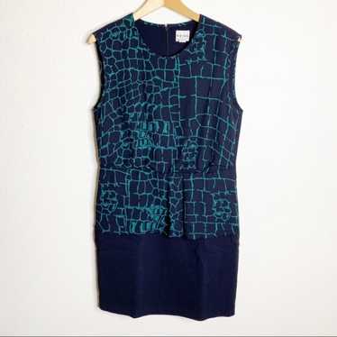 REISS Shift Dress Black & Green Animal Print Size… - image 1