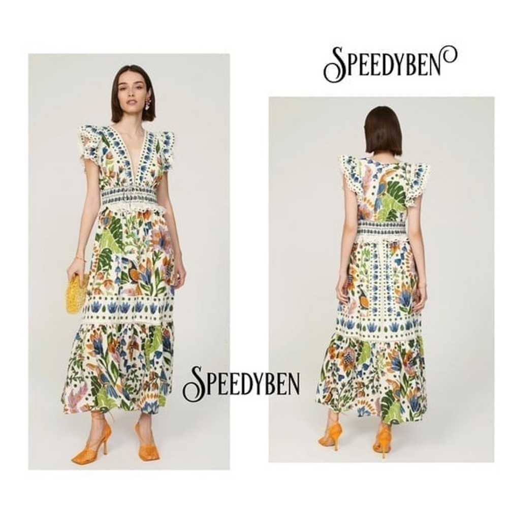 Farm Rio Summer Garden Maxi Dress Size Medium - image 5