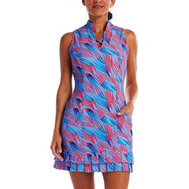 Tzu Tzu Purple Blue Abstract Print 2024 Sleeveless Golf Athletic Dress - Size XS