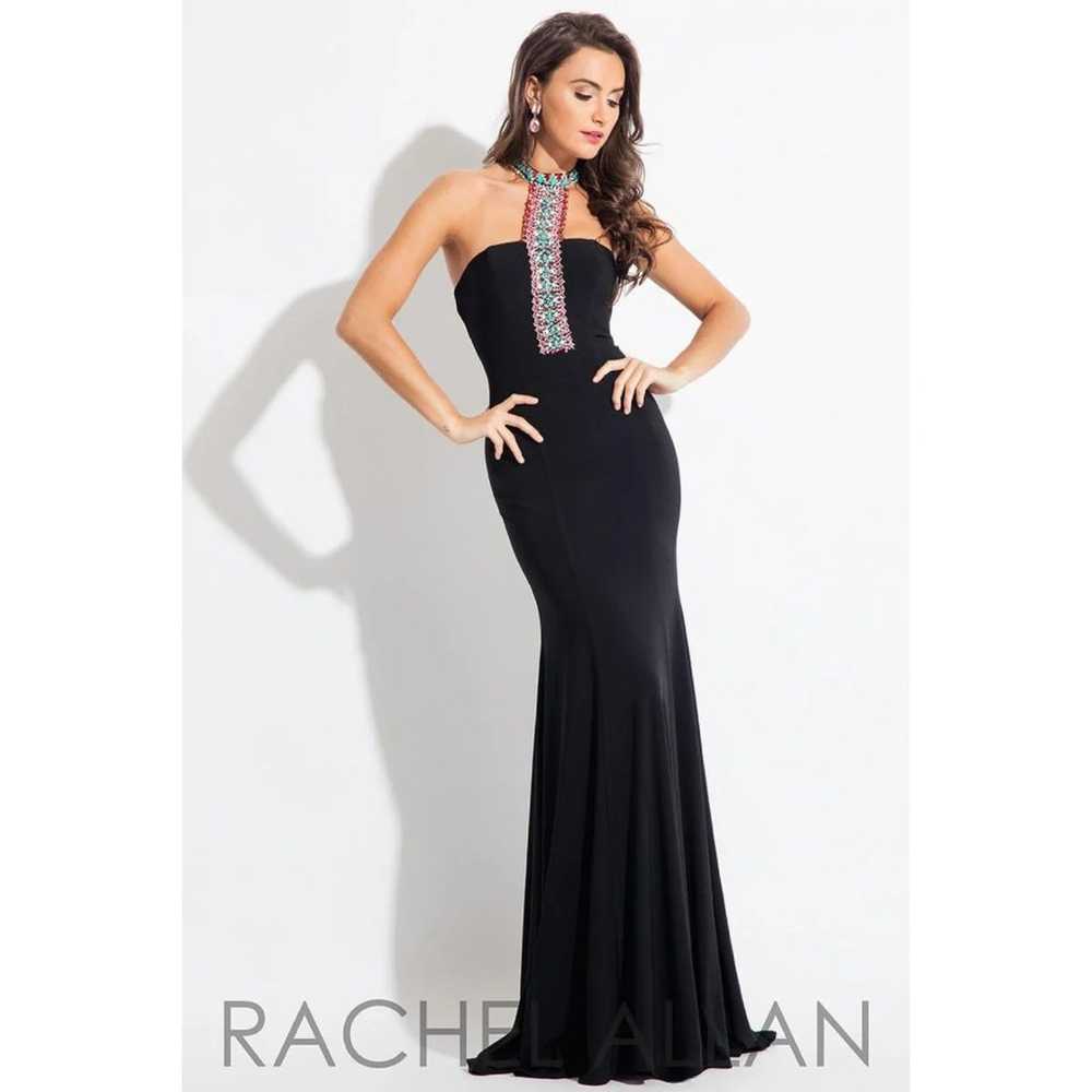 RACHEL ALLAN Black Beaded Choker Halter Top Backl… - image 1