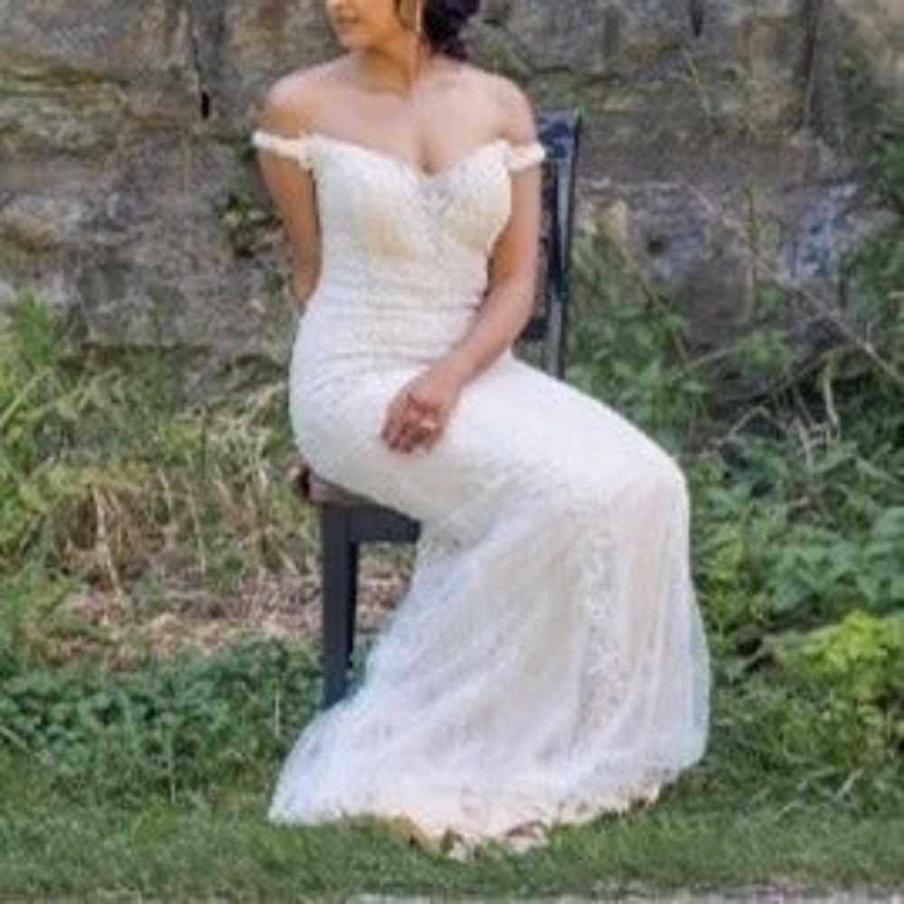 Beaded Lace Off the Shoulder Wedding gown - image 2