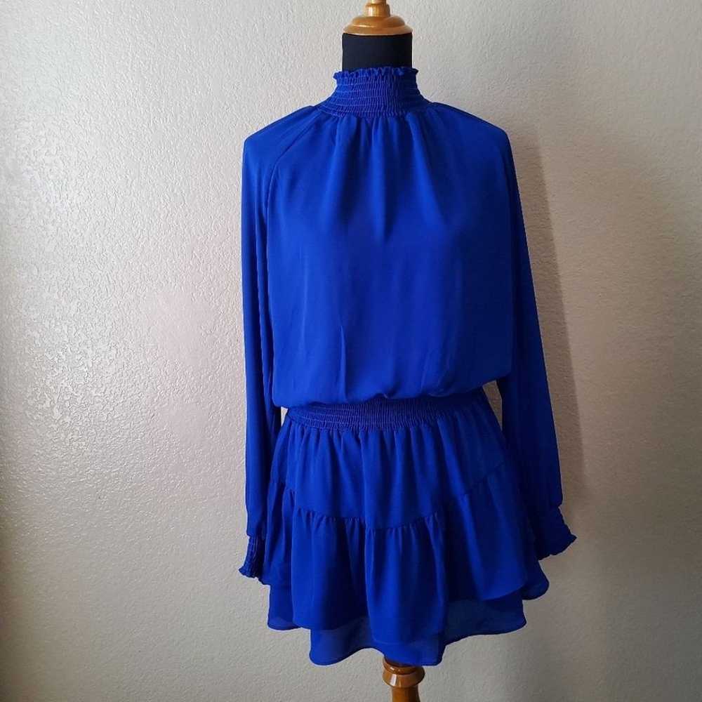 Krisa Turtleneck Ruffle Skirt Dress Azurite Blue … - image 5