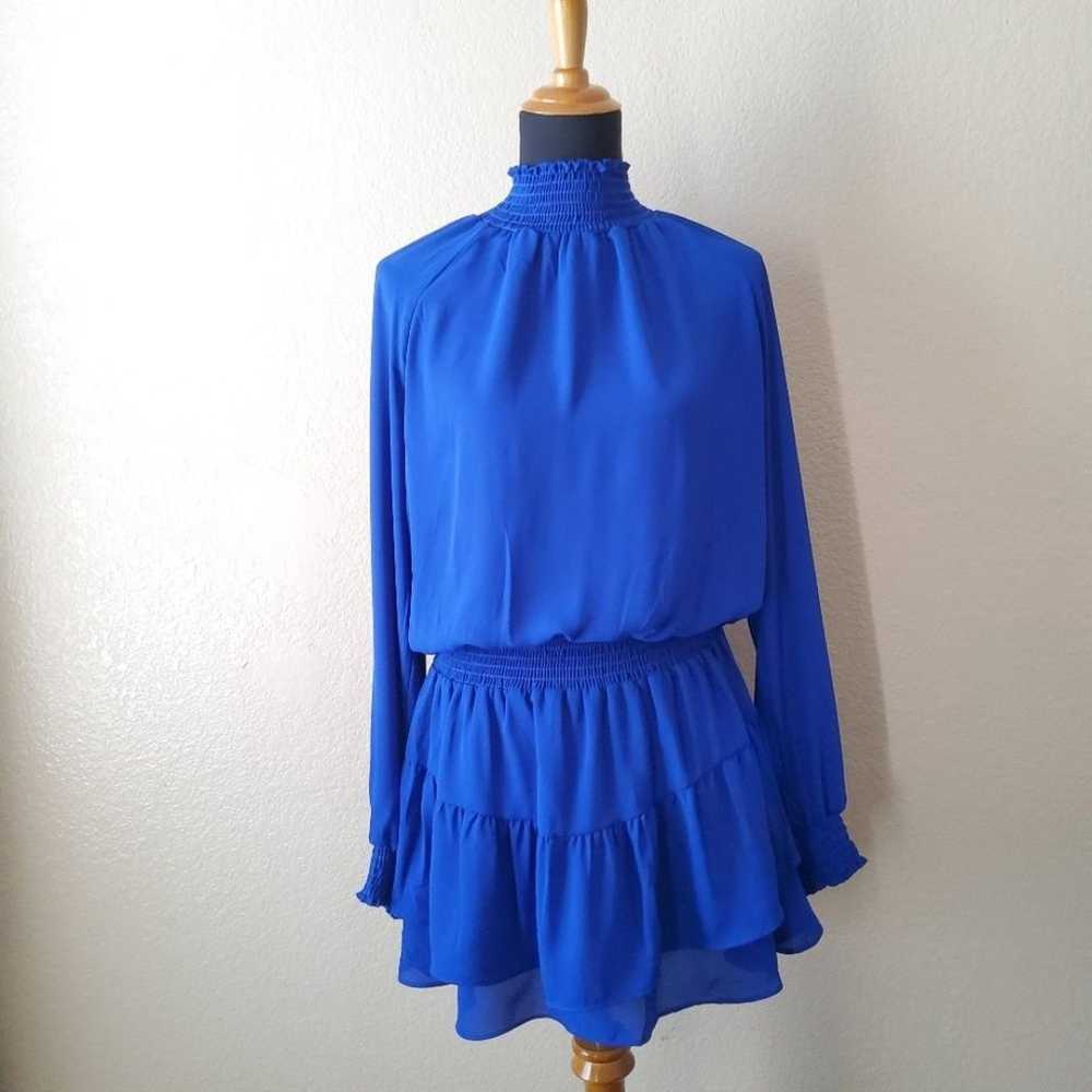 Krisa Turtleneck Ruffle Skirt Dress Azurite Blue … - image 6