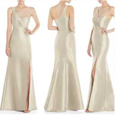 Alfred Sung One Shoulder Satin Twill Trumpet Gown - image 1