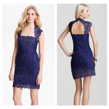 Nicole miller stretch lace dress with open back detail hotsell