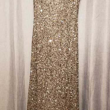 Adrianna Papell Back Scoop Silver Sequin