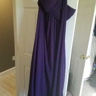 Plum purple off the shoulder gown