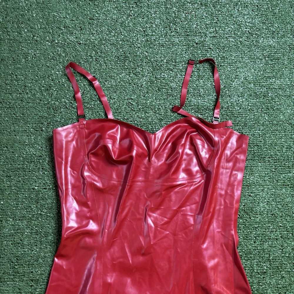 syren latex dress red Size Large FLAWED * One Bra… - image 3