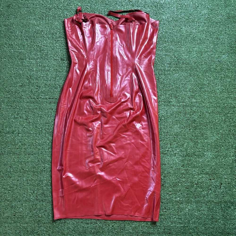 syren latex dress red Size Large FLAWED * One Bra… - image 5