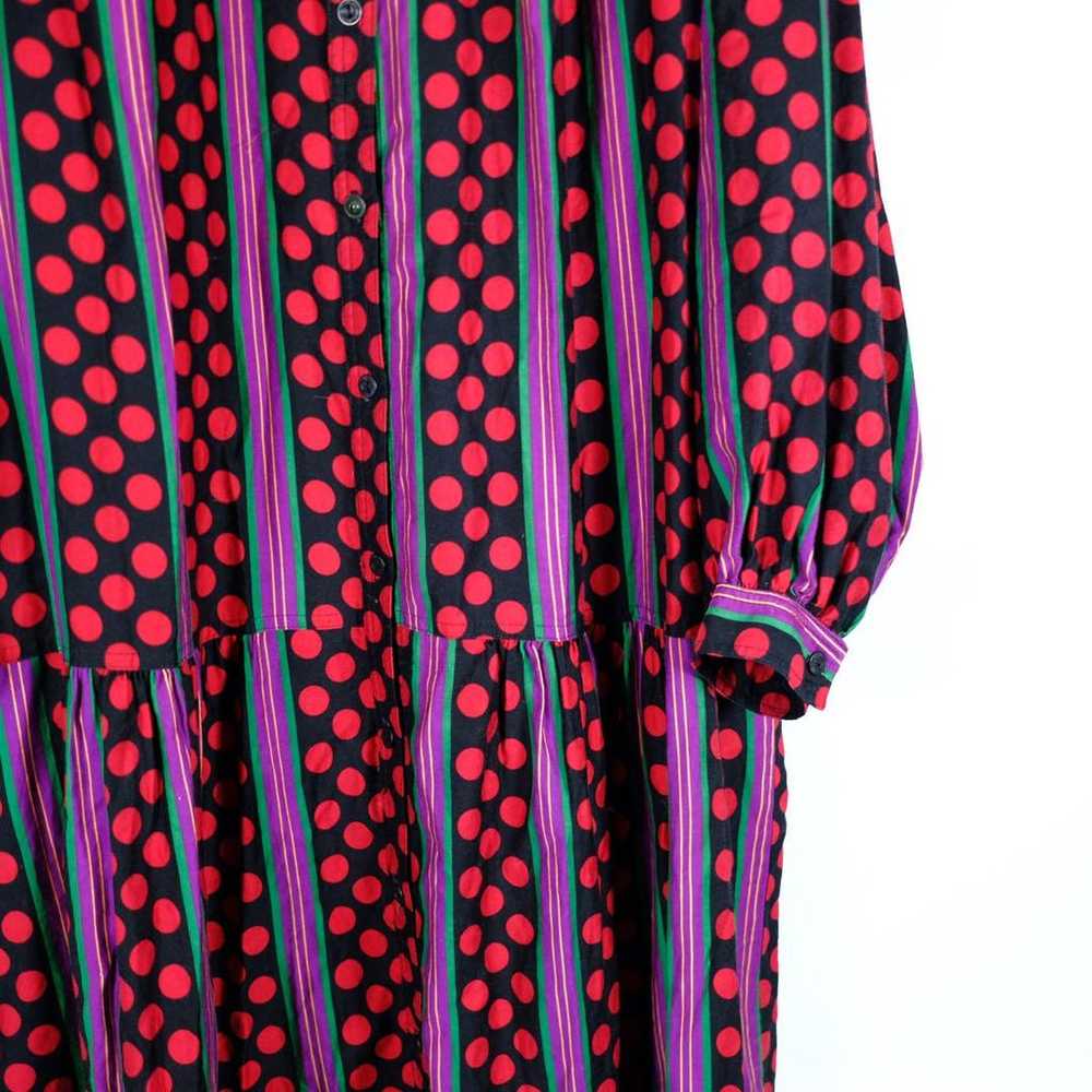 1960s Vintage Cotton Dress Dot Stripe All-over Pa… - image 3