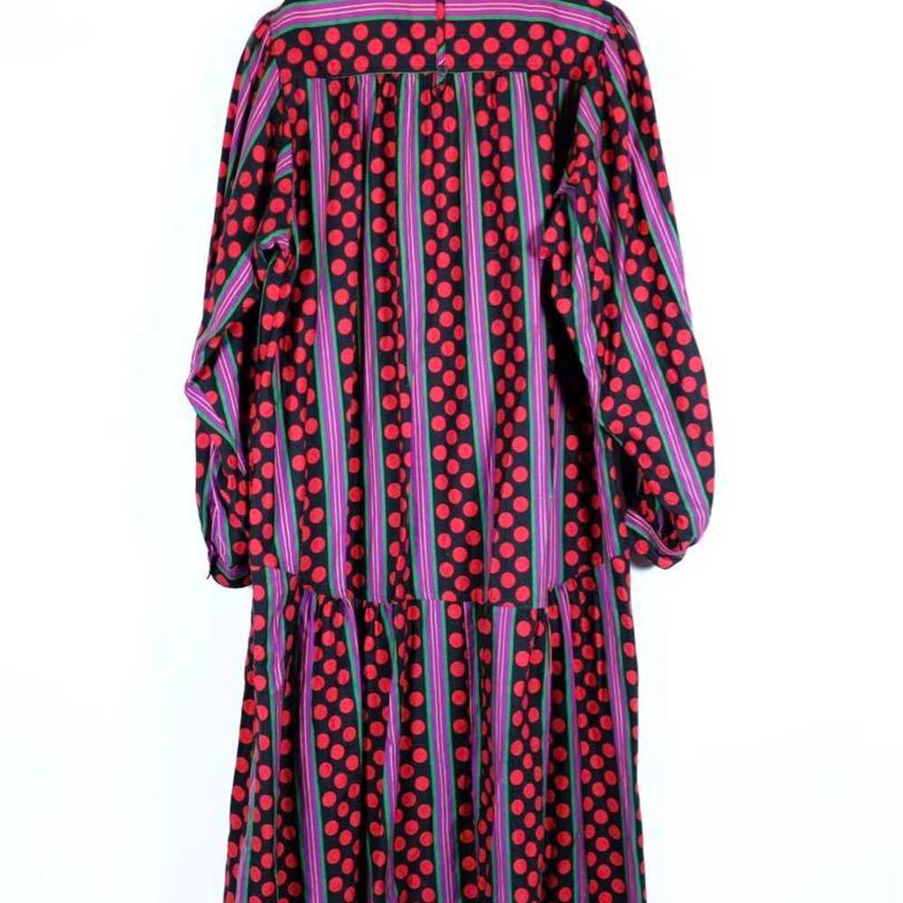 1960s Vintage Cotton Dress Dot Stripe All-over Pa… - image 6