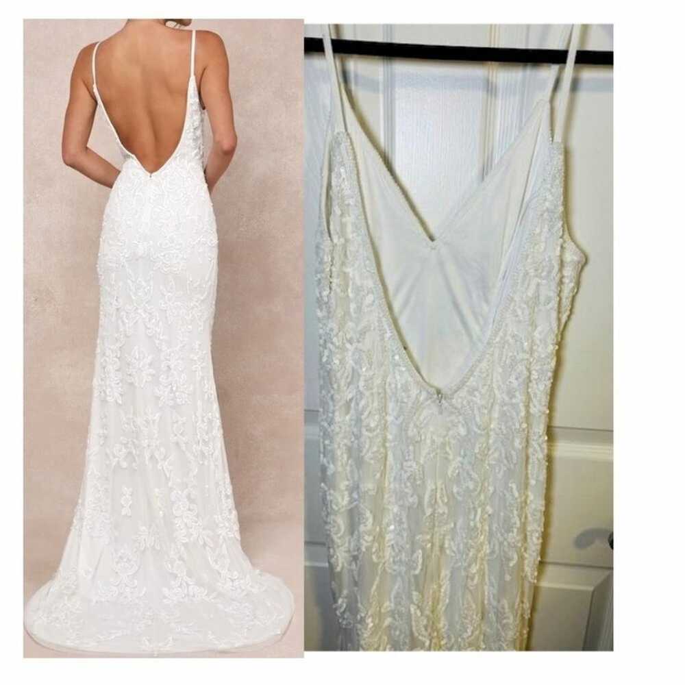 Everlasting Passion White Sequin Beaded Backless … - image 2