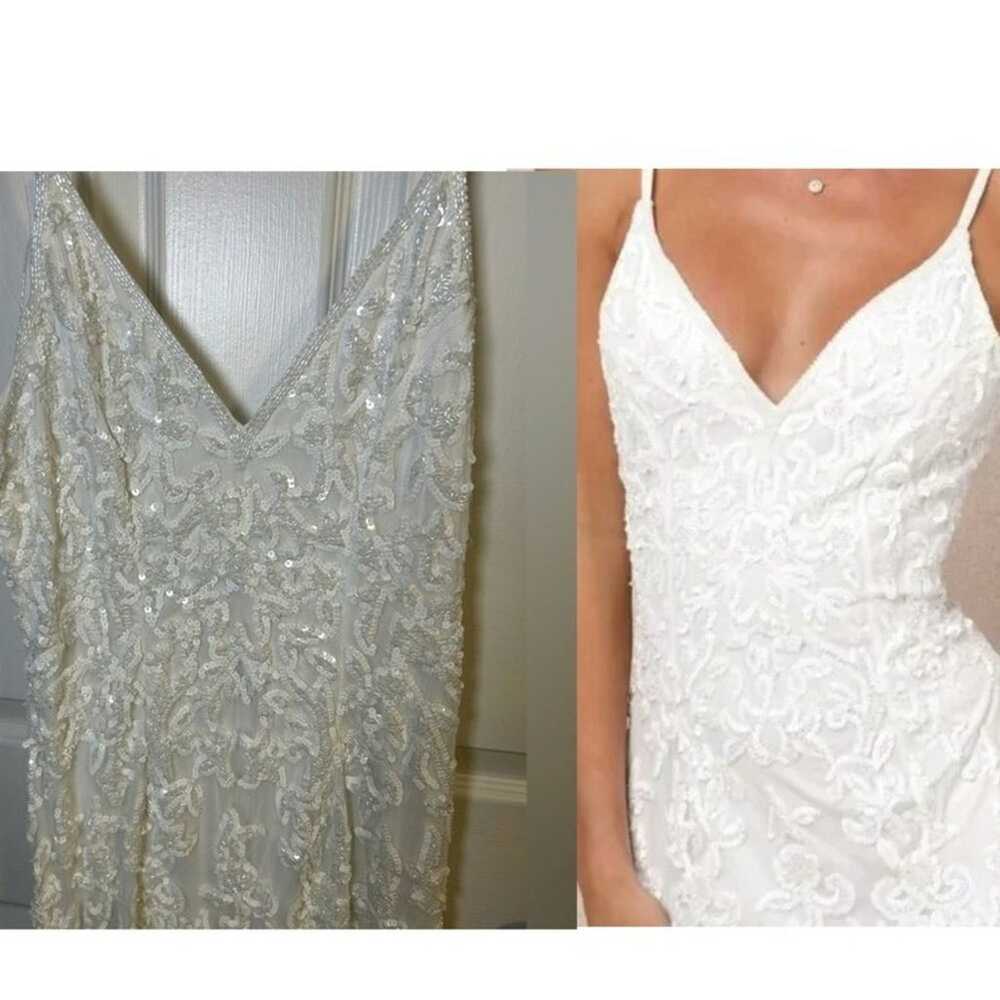 Everlasting Passion White Sequin Beaded Backless … - image 3