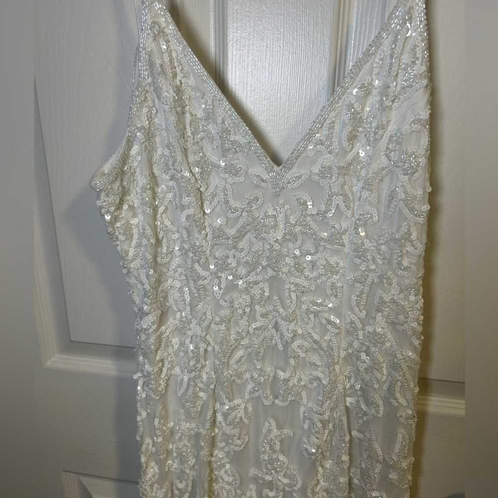 Everlasting Passion White Sequin Beaded Backless … - image 5