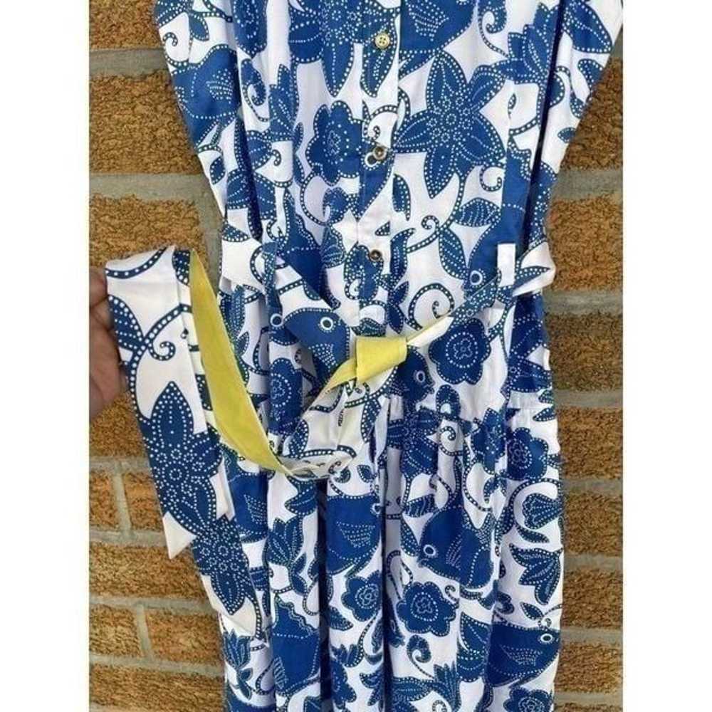 LILLY PULITZER Blue Fish Print Belted size 14 - image 3